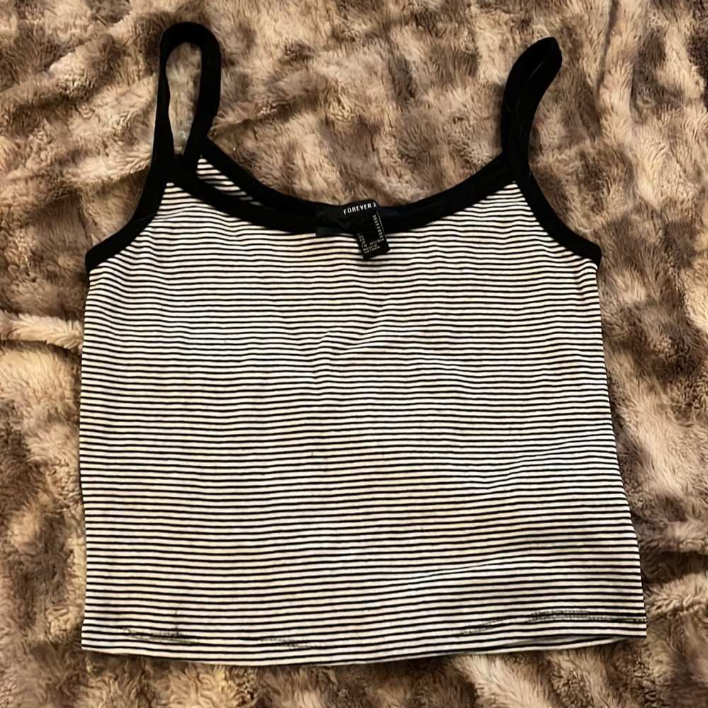 Black and white striped crop top